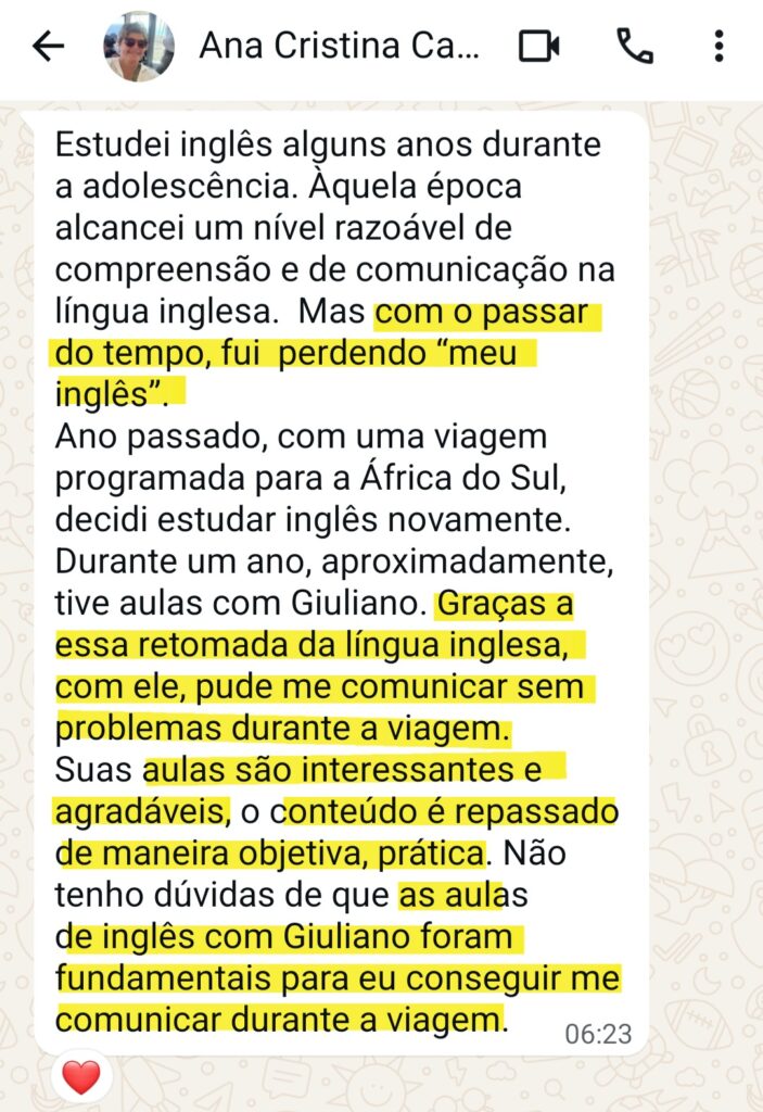 Ana Cristina, aluna que usou o inglês para viajar para a África do Sul